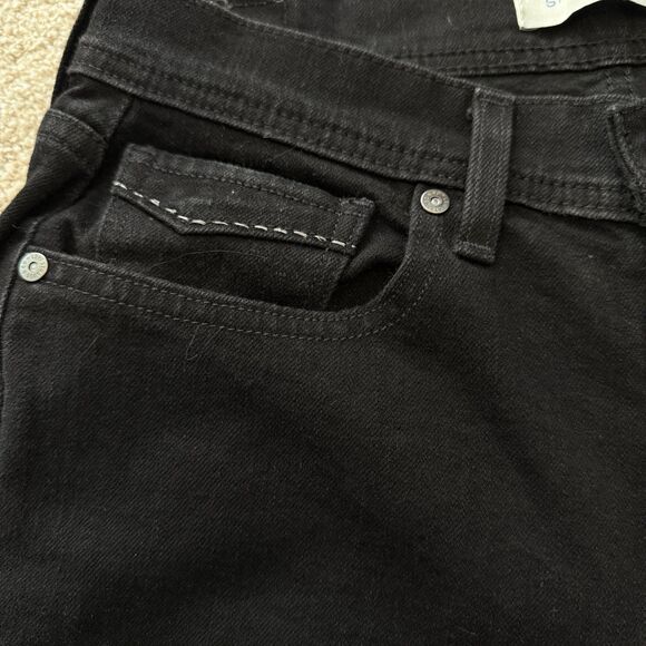 Levi’s 505 Straight Leg Mid-Rise Stretch Black Wash Denim Jeans Women Size 4M - Picture 4 of 12